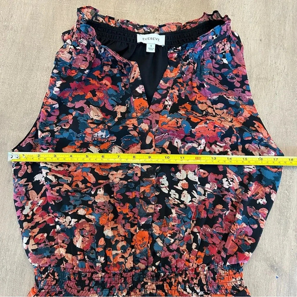 Evereve Womens Sleeveless Multi Color Floral V Neck Tiered Josie Dress Size S - Picture 11 of 11